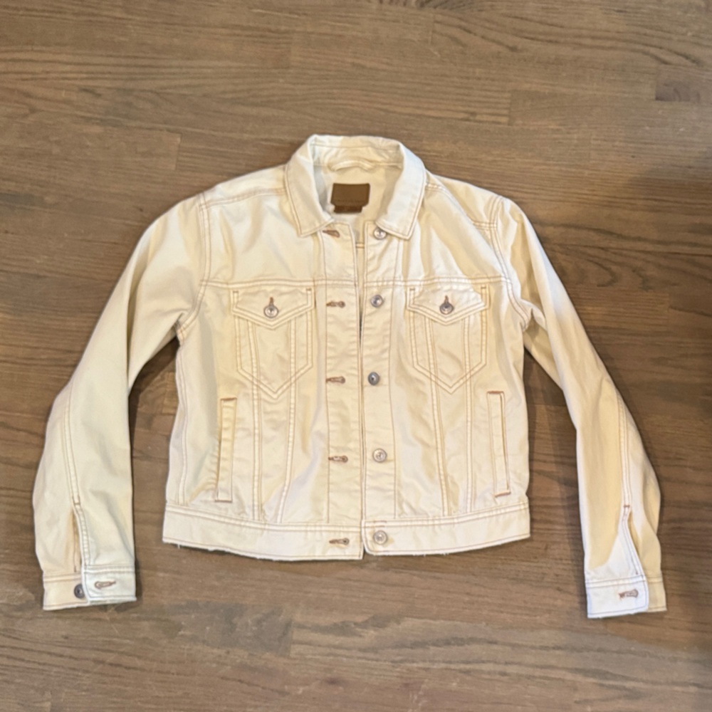 American Eagle Outfitters Cream Denim Jacket